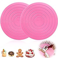 2 Pack 5.5 Inch Pink Silicone Cookie Decorating Swivel Stand Turntables