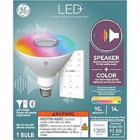 GE LED+ Color Changing Speaker LED Light Bulb with Remote, 14W, Multicolor + Warm White, PAR38 Outdoor Floodlight (1 Pack)