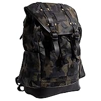 Extra Mile Backpack - Waxed Canvas, Leather Strap Rucksack for Men & Women (Camo)