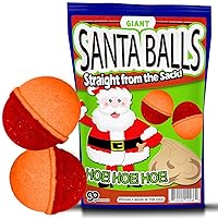 Giant Santa Balls Bath Bombs - Merry Christmas Bath Gifts for Friends - Black Cherry Scent Funny Santa Hat Holiday Humor Stocking Stuffer for Grownups - Adult Spa Gifts