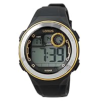 Lorus Men's Digital Quartz Watch with Silicone Strap R2379NX9, yellow, Strap.