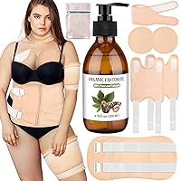 7 Pcs Plus Size Castor Oil Pack Wrap & 6.76 fl oz Organic Castor Oil Cold Pressed (Glass Bottle), 100% Pure and Natural and Hexane Free Castor Oil for Hair & Skin, Eyelashes, Eyebrows, Joint