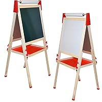 Number 1 in Gadgets Deluxe Standing Art Easel, Dry-Erase Board Chalkboard Magnetic Whiteboard Paper Roll and Accessories, Ultimate All-in-One Wooden Kid's Art Easel