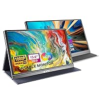 KYY 15.6'' Portable Monitor Bundle [K3 Grey & K3-1 Grey] 1080P FHD USB-C Laptop Monitor HDMI Computer Display HDR IPS Gaming Monitor w/Smart Cover & Dual Speakers, for Laptop PC Phone PS4 Xbox Switch