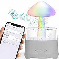 Rain Cloud Humidifier Water Drip Bluetooth Speaker, Mushroom Aromatherapy Essential Oils Diffuser with 7 LED Night Light - Gloomy Rainfall & Raindrops Relaxing Sound for deep Sleep in Bedroom (Grey)