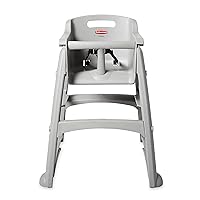 Rubbermaid Commercial Products Sturdy High-Chair for Child/Baby/Toddler, Pre-Assembled with Wheels, Platinum (FG780508PLAT)