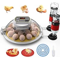 Incubators for Hatching Eggs, 18-60 Eggs Incubator with Automatic Egg Turning and Auto Water Adding with Egg Candle, Incubator for Chicken Eggs with 2 Egg Trays, 2 Feeding Plates