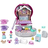 Polly Pocket Compact Playset, Candy Cutie Gumball with 2 Micro Dolls & Accessories, Travel Toys with Surprise Reveals