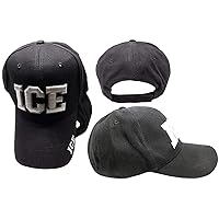 ICE Immigration & Customs Enforcement White Letter Grey Shadow Black Hat Cap