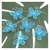 20 Pcs Organza Butterflies Craft Fabric Butterflies Sheer Mesh Wire Glitter Butterfly with Rhinestones for DIY Crafts Clothes Accessories Home Wedding Party Table Scatter Wall Decorations