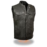 Mens Motorcycle Riding Blk Son of anarcy Club Leather Vest Big Sizes Upto 12XL