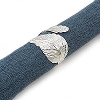 Silver Leaf Napkin Rings Set of 12, Leaves Napkin Rings for Table Setting, Metal Leaf Napkin Holder Rings for Holiday Party, Wedding, Banquet, Formal or Casual Dinning Table Decor (Silver)