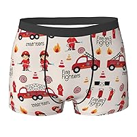 Little Boys and Girls in FireFighters Print Men's Boxer Briefs Comfortable Bamboo Viscose Underwear Trunks Underwear