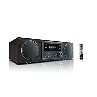 Sharp Vintage Style Modern Retro Look Micro Component Wireless Bluetooth Audio Streaming & Cd Player Wood Speaker System + Remote, USB Port for MP3 Playback, Am/FM Stereo Digital Tuner, Aux, Brown Oak