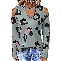 Sexy Tops for Women Plus Size Date Night Women Fashion Casual Leopard Print Off Shoulder Loose Long Sleeve T S