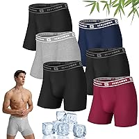 IGOLUMON Mens Underwear Boxer Briefs 6 Pack Breathable Boxers for Men Soft Bamboo Rayon Underwear Trunks with Fly