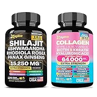 Shilajit 8-in-1 Supplement 15,250 MG and Collagen 14-in-1 Supplement 64,000 MCG Bundle