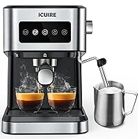 ICUIRE 20 Bar Espresso Machine with Milk Frothing Pitcher, 1.5L Removable Water Tank, Semi-Automatic Coffee Machine with Steam Wand for Espresso, Latte, and Cappuccino, 1050W