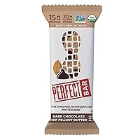 Perfect Bar, Dark Chocolate Chip Peanut Butter Protein Bar, High Protein, Organic, Gluten Free, Soy Free, Non GMO, No Sugar Alcohols, 2.3 Ounce Bar, 1 Count