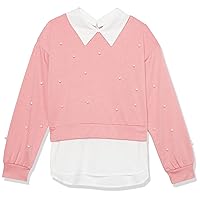 Speechless Girls' Two-fer Pearl Beaded Drop Shoulder Pullover