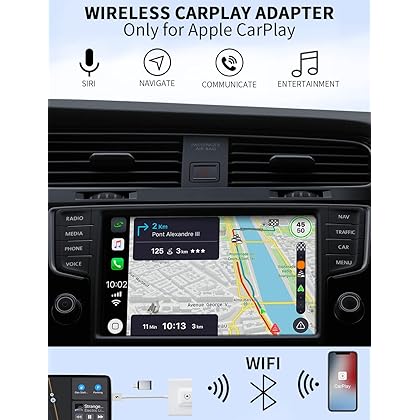 Wireless CarPlay Adapter 2023 Upgrade Version, Fastest and Most Stylish Apple CarPlay Wireless Adapter, Plug and Play, Convert Factory Wired to Wireless CarPlay, Wired CarPlay Required, PNBLAECE