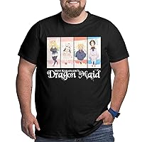 Anime Miss Kobayashi's Dragon Maid Big and Tall Shirt Men's Summer Crew Neck Short Sleeve Plus Size Cotton Tees