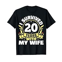 Mens I Survived 20 Years With My Wife - 20th Year Anniversary T-Shirt