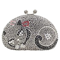 Women Rhinestone Evening-Bag Chain Wedding Clutch-Purse Luxury Handbag Cat