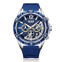 MEGIR Men's Sports Chronograph Quartz Watches Army Silicone Waterproof Stop Watch Wristwatches