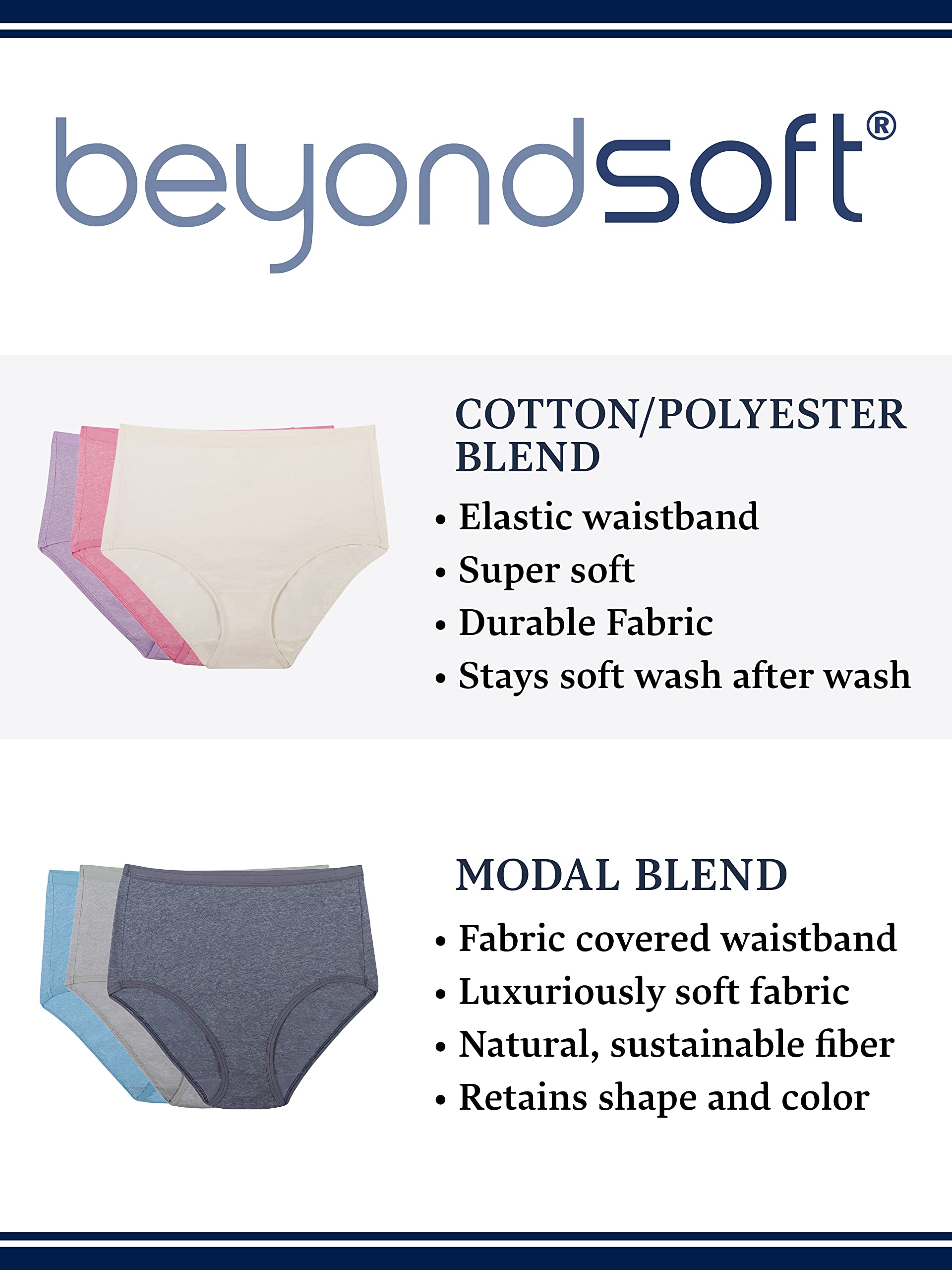Fruit of the Loom Women's Beyondsoft Underwear, Super Soft Designed with Comfort in Mind, Available in Plus Size