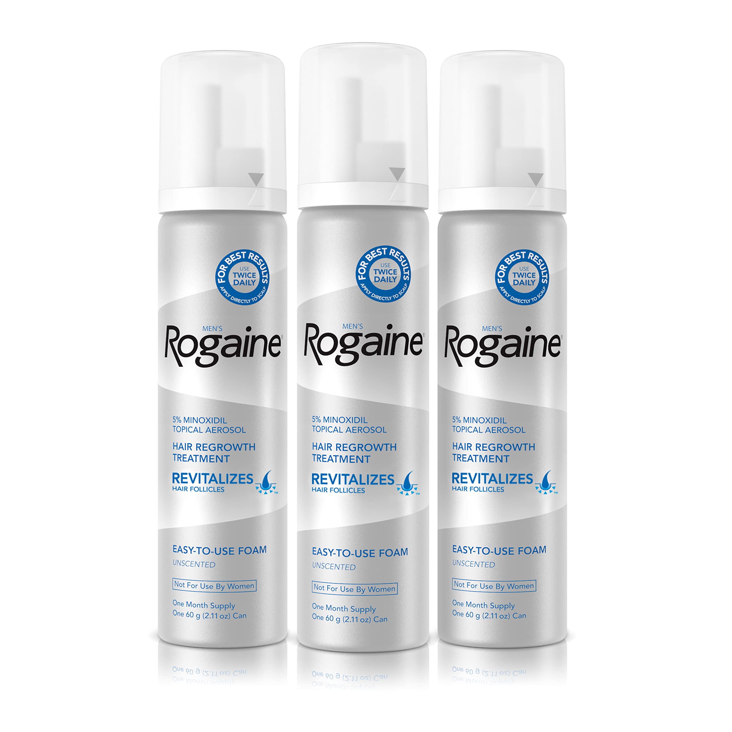 Men's Rogaine 5% Minoxidil Foam for Hair Loss and Hair Regrowth, Topical Treatment for Thinning Hair, 3-Month Supply, 2.11 Ounce (Pack of 3)