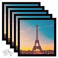 24x24 Picture Frame Set of 5, Black Square Photo Frames High Transparent Wall Gallery Desktop Horizontal Vertical for Canvas Collage Photo Poster Certificate 24 x 24 inches