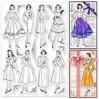 GLOBLELAND Vintage Women Clear Stamps for DIY Scrapbooking Retro Lady Silicone Clear Stamp Seals 21x15cm Transparent Stamps for Cards Making Photo Album Journal Home Decoration