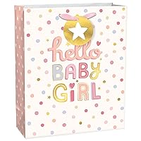 amscan Hello Baby Girl Dots Paper Bag - Large | 13