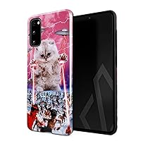 Compatible with Samsung Galaxy S20 FE Case Laser Cat Alien UFO Space Cats Kitten Galaxy Cosmic Trippy Kitty Heavy Duty Shockproof Dual Layer Hard Shell + Silicone Protective Cover