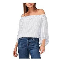 Vince Camuto Womens Striped Off-The-Shoulder Blouse Blue XL