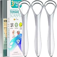 Tongue Scraper, Stainless Steel Tongue Scraper for Kids & Adults, Metal Tongue Scraper with Travel Case - 100% Remove Bad Breath - 3 Pack