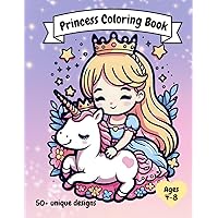 Cute Princess Coloring Book for Kids Ages 4-8 Over 50 Unique Princess Designs