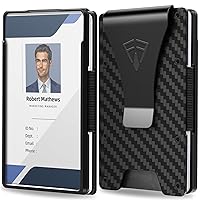 Wallet for Men with Transparent ID Card Holder - Slim Mens Wallet with RFID Blocking Technology - 15 Card Holder Capacity - Metal Money Clip for Bill Holder - Box Packaged - Gift for Him(Carbon Fiber)