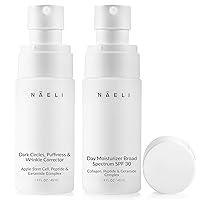 NAELI Collagen Face Moisturizer SPF 30 & Apple Stem Cell Under Eye Cream Set - Anti Aging Skincare Gift for Women & Men, Restores, Protects & Reduces Wrinkles, Natural & Cruelty Free, 1.4oz