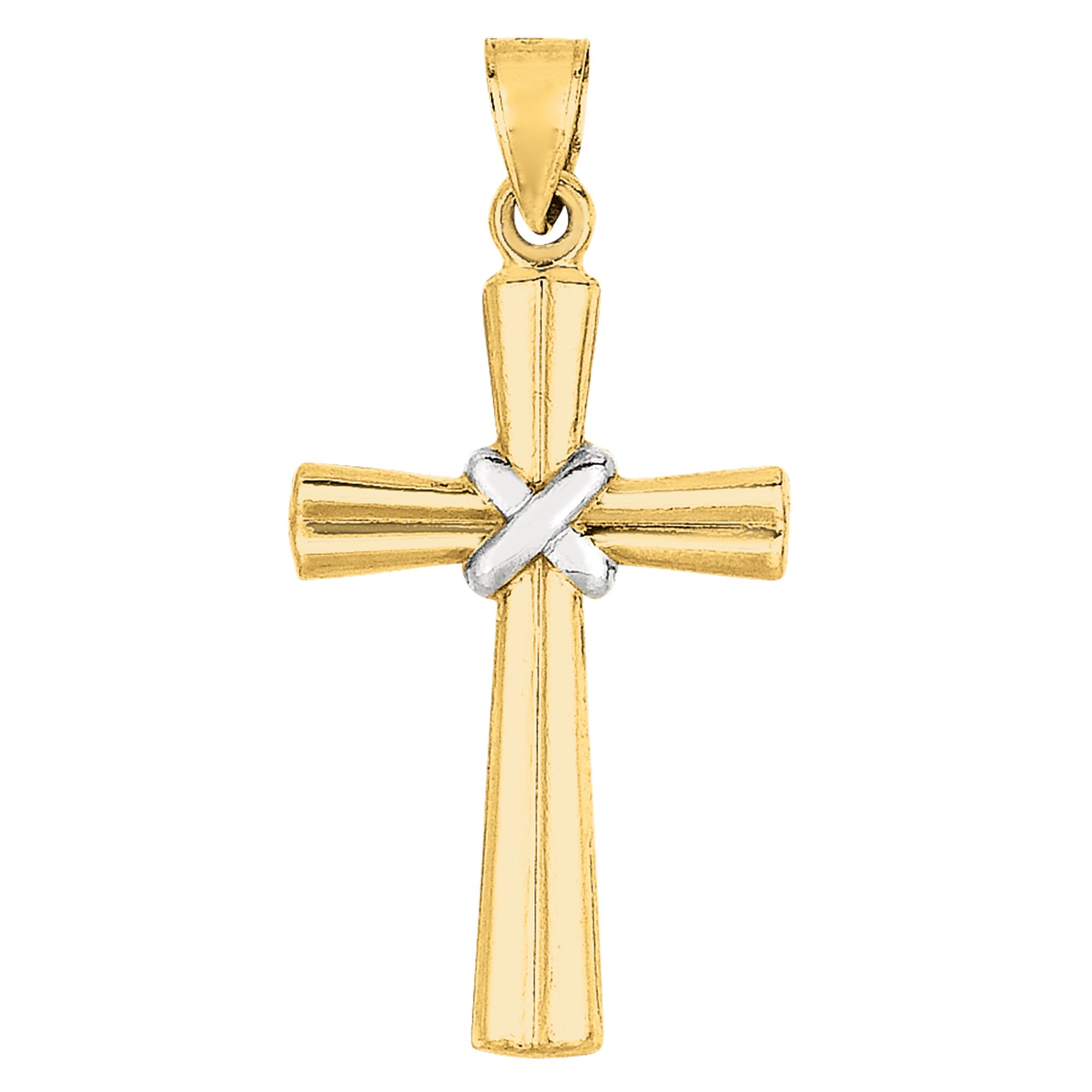 Jewelry Affairs 14k 2 Tone Gold Shiny Finish Cross Unisex Pendant