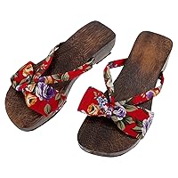 ERINGOGO 1pair Clogs Gym Slippers Wooden Mules Wooden Platform Mules Japanese Traditional Shoes Slippers Womens Slippers Slippers Sandals Fitness Upper: Cotton Cosplay Red