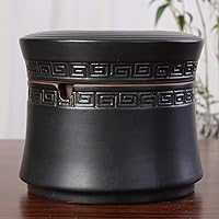 Simple Retro Stoneware Ashtray with Lid Dual-use Living Room Office Study Ceramic Windproof Smoke Cup