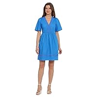 Maggy London Women's V-Neck Cotton Lace Trim Day Dress Vacation Resort Event Guest of