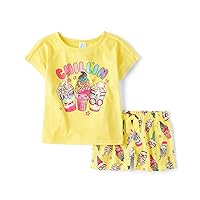 The Children's Place Girls Sleeve Top and Shorts 2 Piece Pajama Set