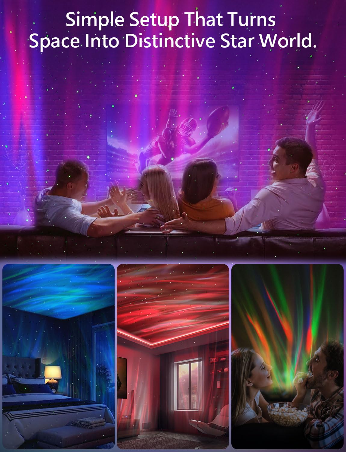YOVAKO Star Projector, Night Light Projector with Music Speaker, Galaxy Projector with Remote Control, Aurora Projector with White Noise, Ceiling Projector Lights for Bedroom, Kids, Adults, Party