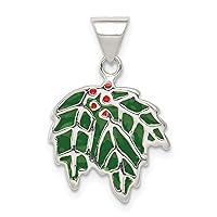 Sterling Silver Enameled Holly Charm Fine Jewelry Gift For Her For Women