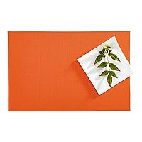 Restaurantware Carmel Mesh 16 x 12 Inch Table Placemats Set Of 6 Woven Washable Placemats - Heat Tolerant No Stain Tangerine Vinyl Kitchen Placemats Waterproof Easy To Clean
