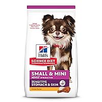 Hill's Science Diet Sensitive Stomach & Skin, Adult 1-6, Small & Mini Breeds Stomach & Skin Sensitivity Supoort, Dry Dog Food, Chicken Recipe, 15 lb Bag
