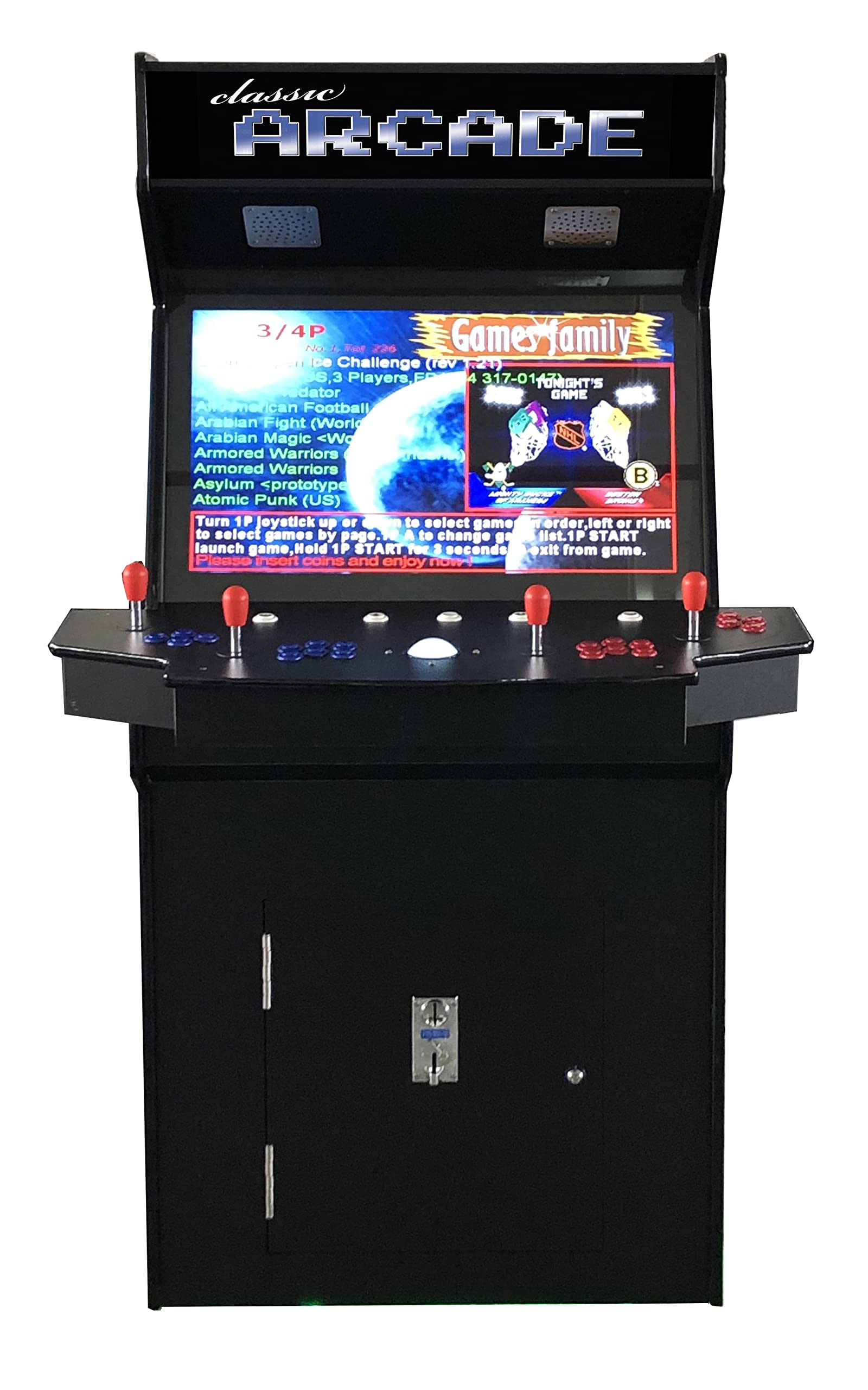 Top Us Video Arcades Full Size Commercial Grade Upright Standup Arcade Machine 4 Player 4600 Classic Games 32 inch Screen Black